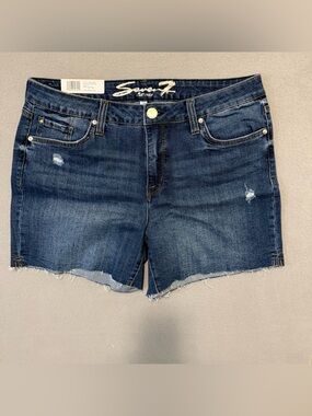 Seven7 Women's Dark Blue Denim Cutoff Shorts 5 in length New with Tags $59